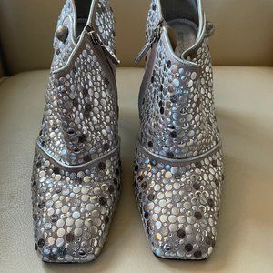 Sergio Rossi Silver Studded Ankle boots